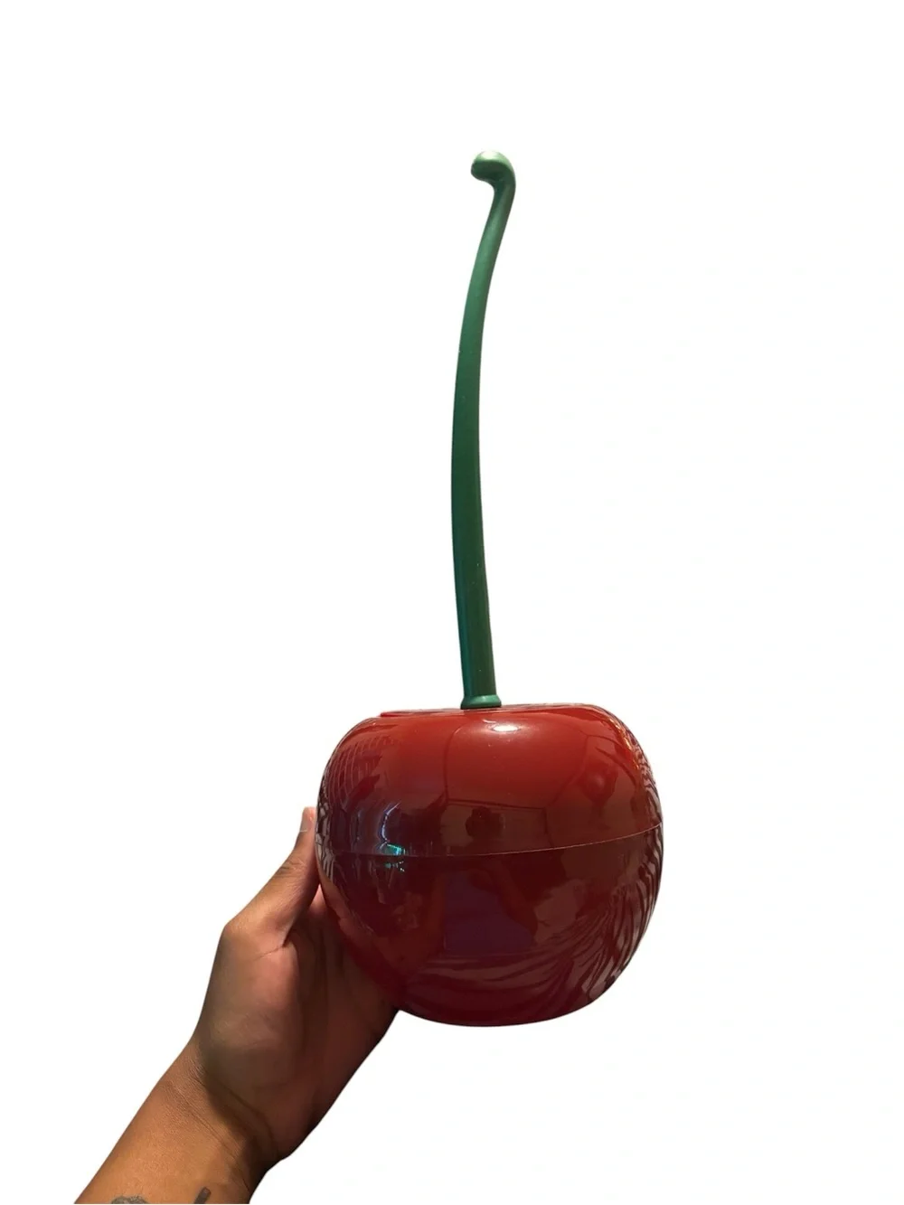 Cherry-Shaped Toilet Brush Glossy Red with Green Stem - Picture 3 of 3